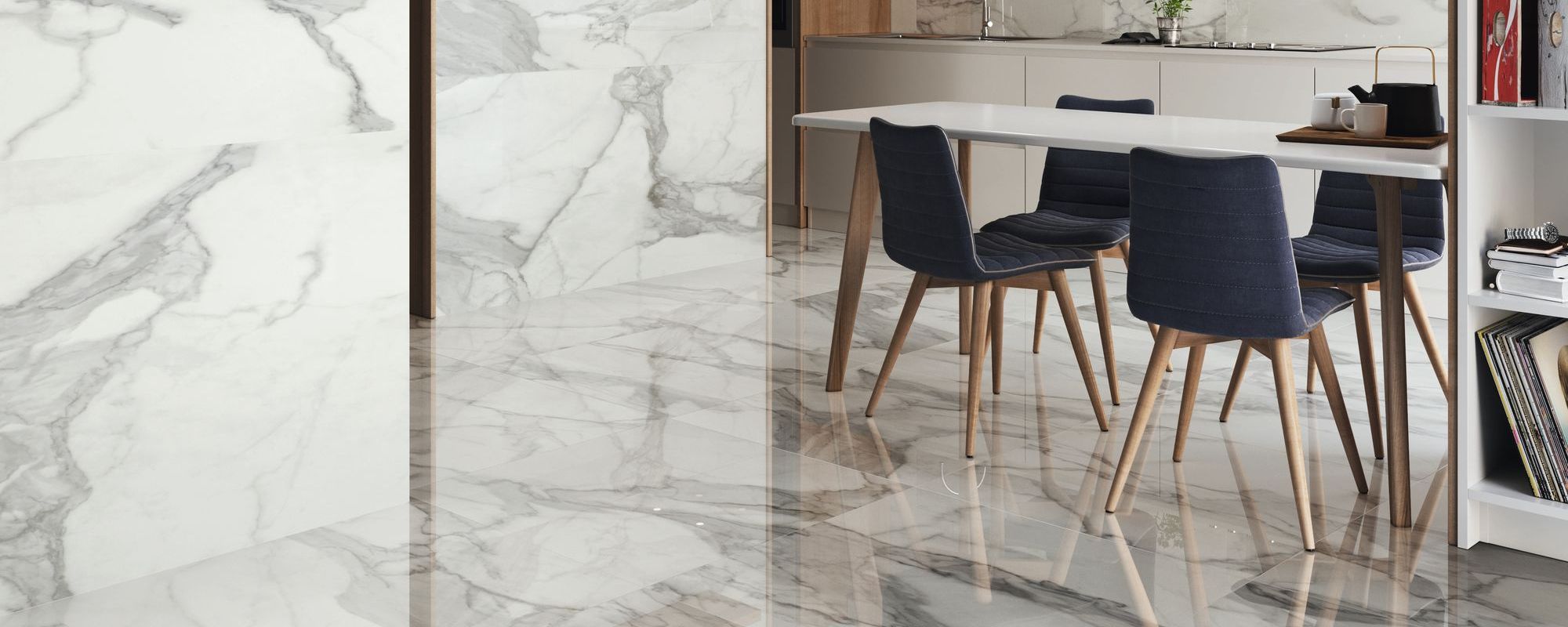 Grey Marble Effect Kitchen Tiles