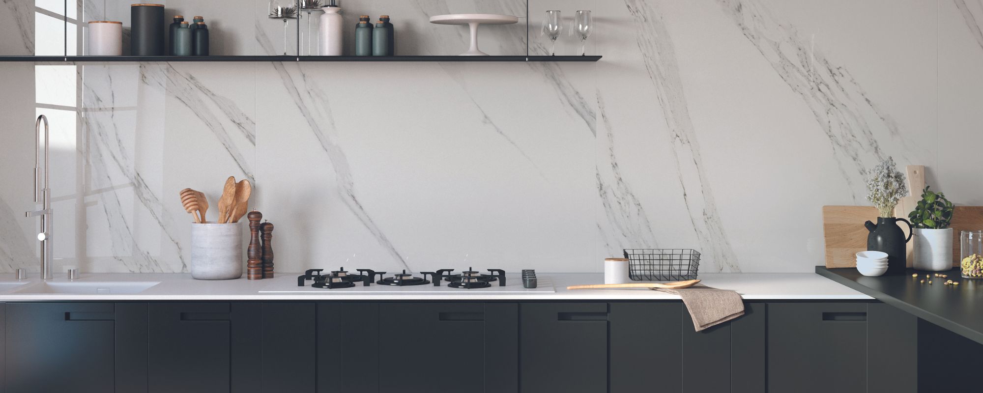 Marble Effect Kitchen Tiles