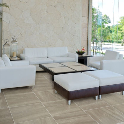 Artro Almond Concrete Effect Porcelain Tile Lounge