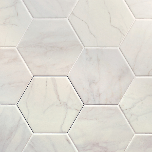 Bordaux Hexagon White Stone Porcelain Tile 14 x 16cm