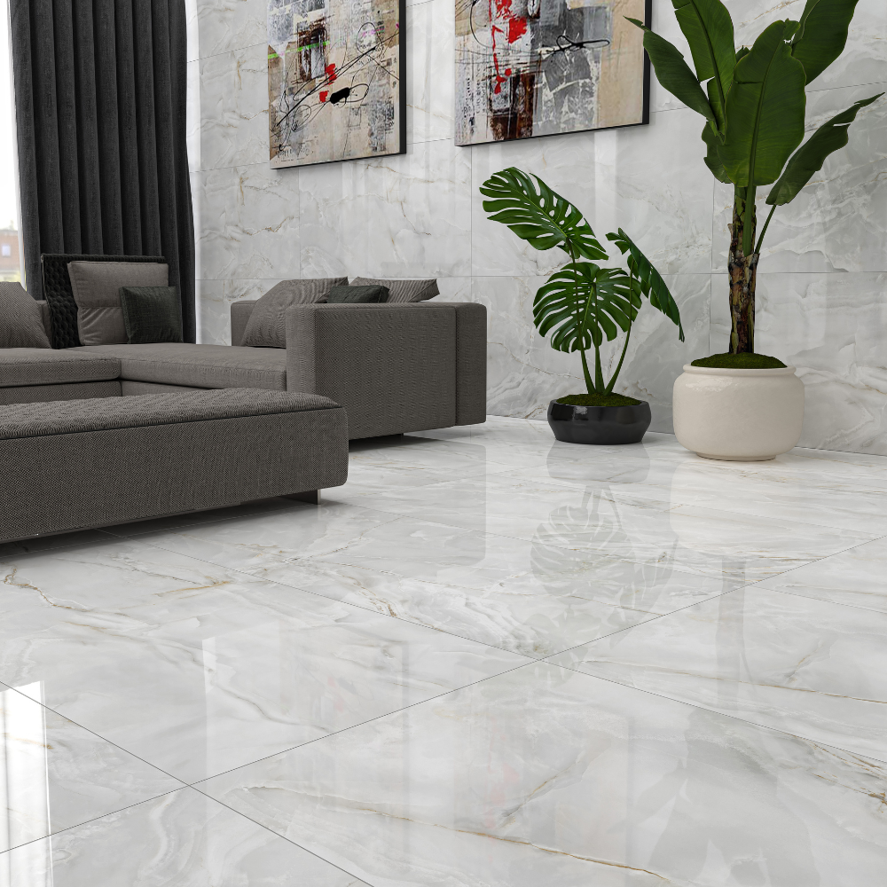 Calacatta Finite White 90x90cm Polished Lounge 1 