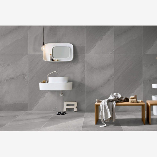 Cristal Grey Porcealin Stone Effect Tile Bathroom
