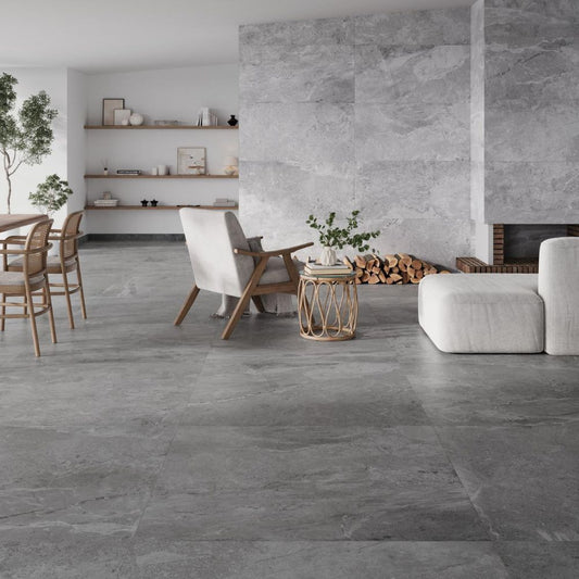Eifel Silver Stone Effect Tile 45 x 90cm Lounge