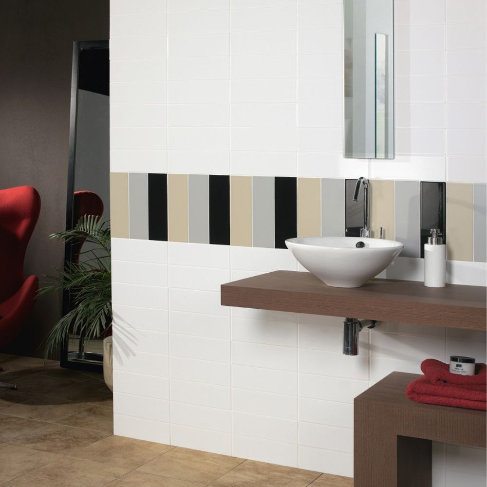 Lesso Blanco Brillo Ceramic Subway Tile 10 x 30cm Bathroom Wall