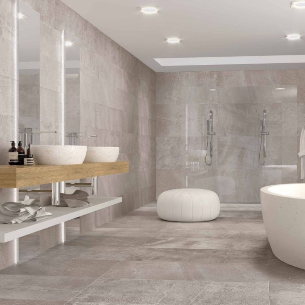 Ray Band Grey 30 x 60cm Tile Bathroom Floor and Wall