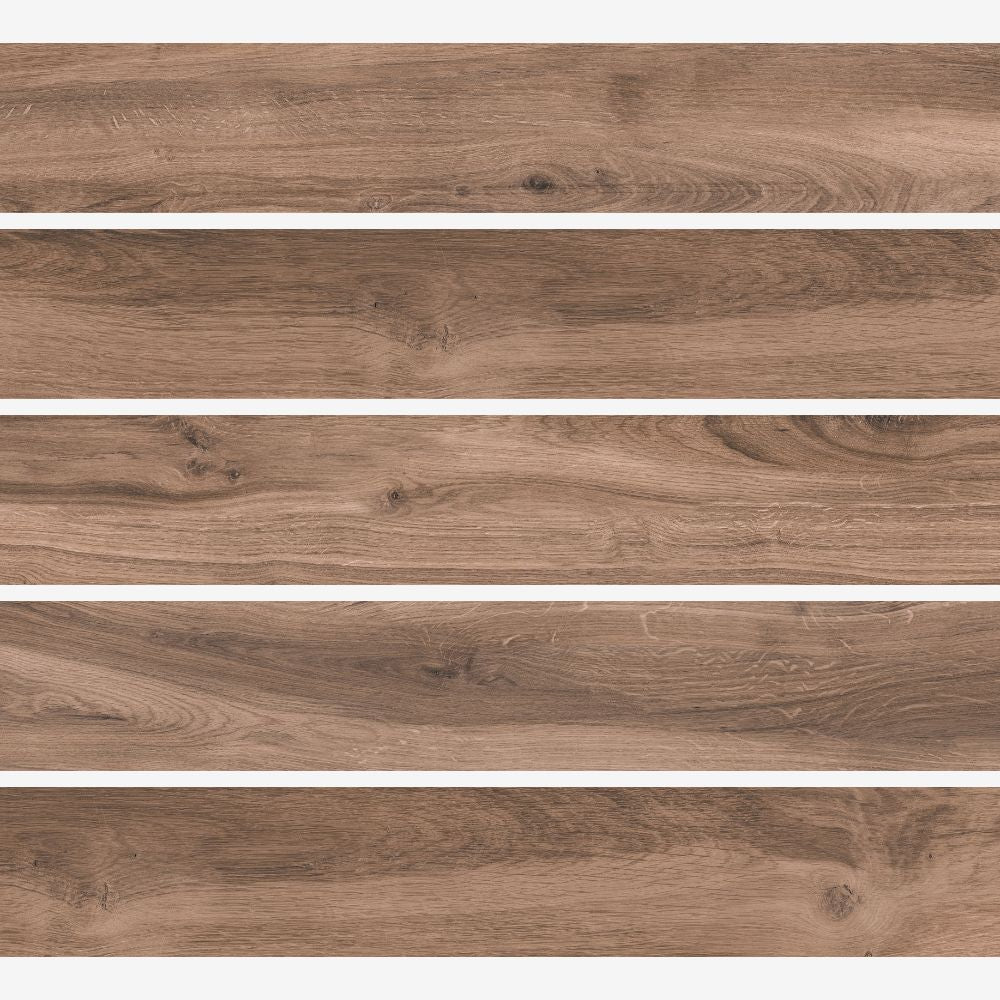 Roveria Brown Wood Porcelain Tile 15 x 90cm