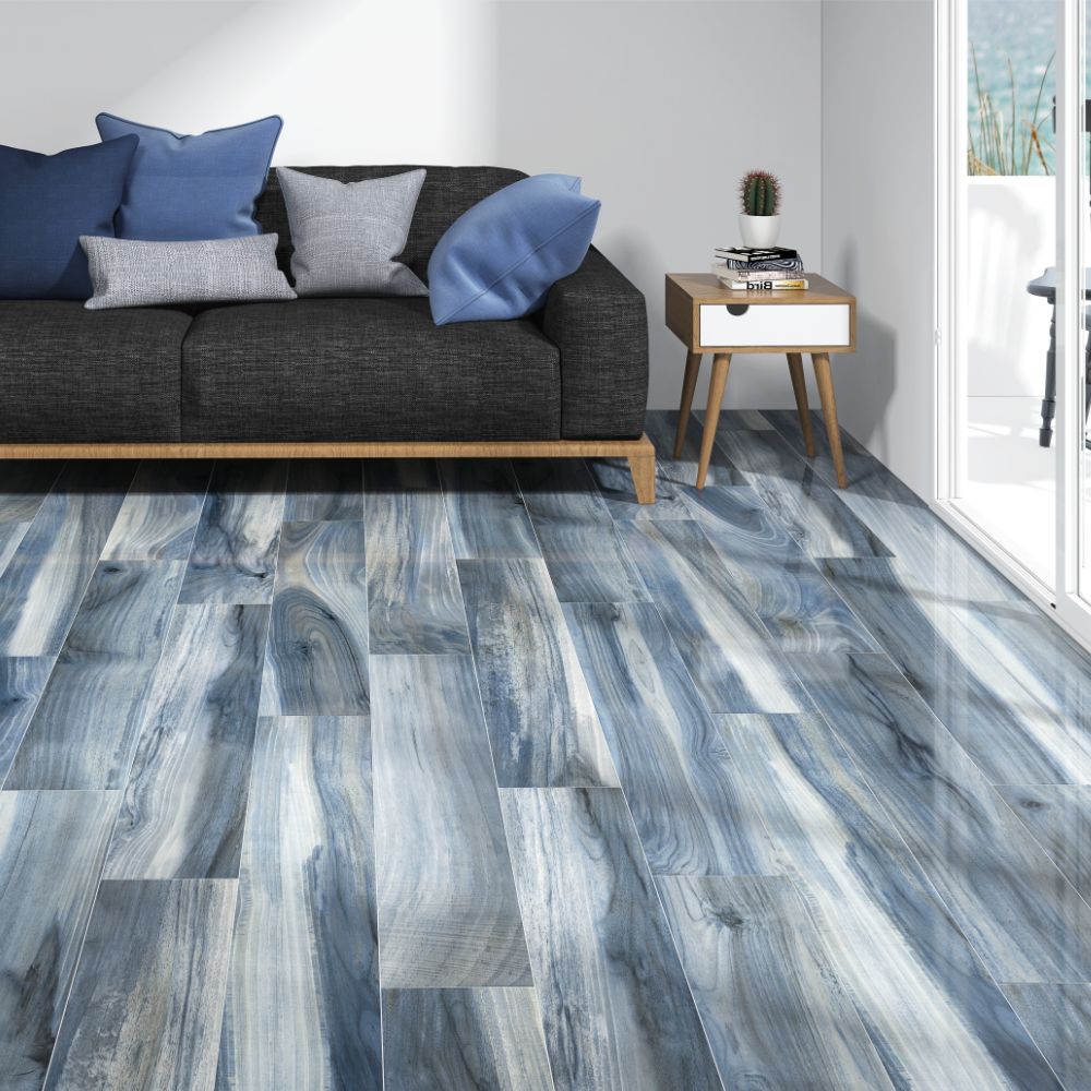 South Coast Rain 20 x 120cm Wood Effect Porcelain Tile Living Room Flooring