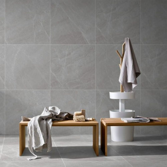 Stromboli Light grey Polished 60 x 60cm Bathroom