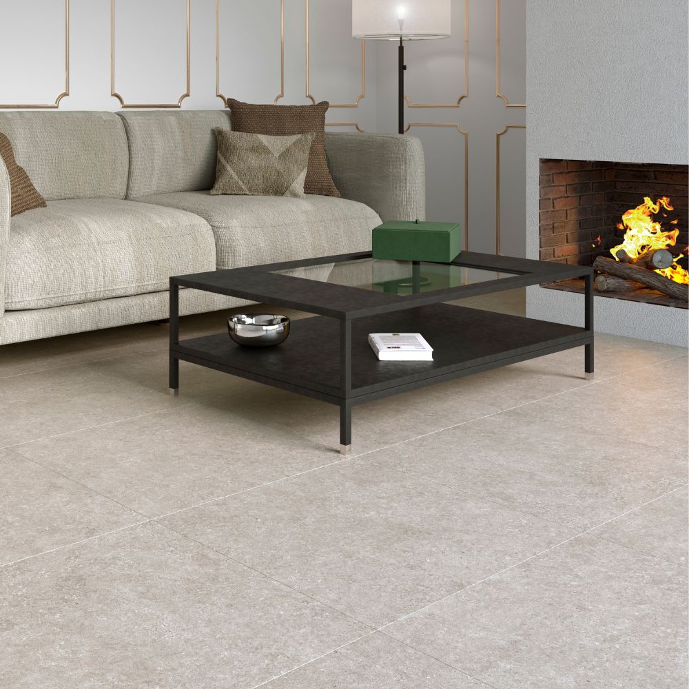 Townha;; Taupe Stone Effect Matt Porcelain Tile 30 x 61cm Living Room Floor