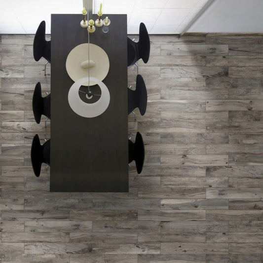 Vulcano Ash Wood Effect Tile 15 x 100cm Dining Room