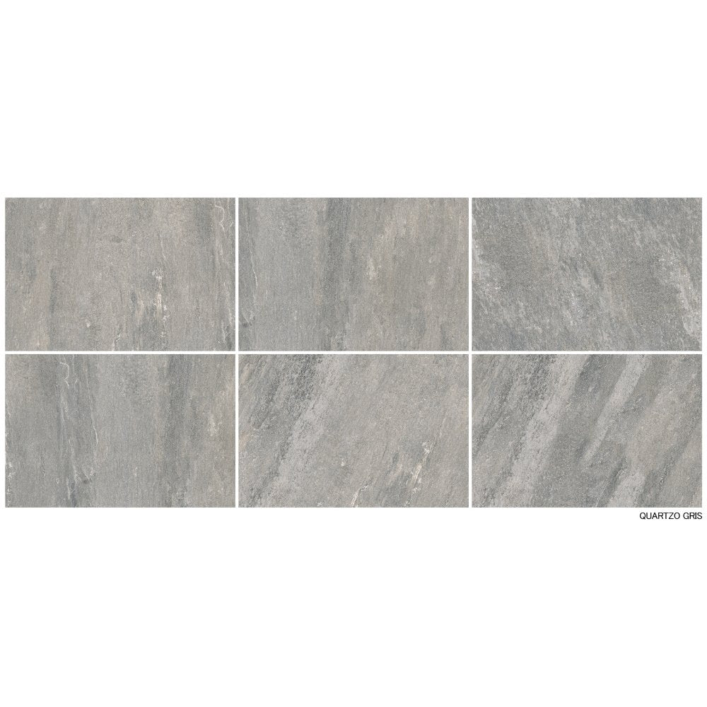Quarisma Gris Anti-Slip Stone Effect Grey Matt Outdoor Tile 60x90 - ROCCIA Outlet