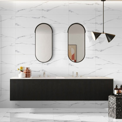 Sicherio Endless Chain Porcelain Indoor Marble Effect Polished White Wall & Floor Tile 60x120 - ROCCIA Outlet