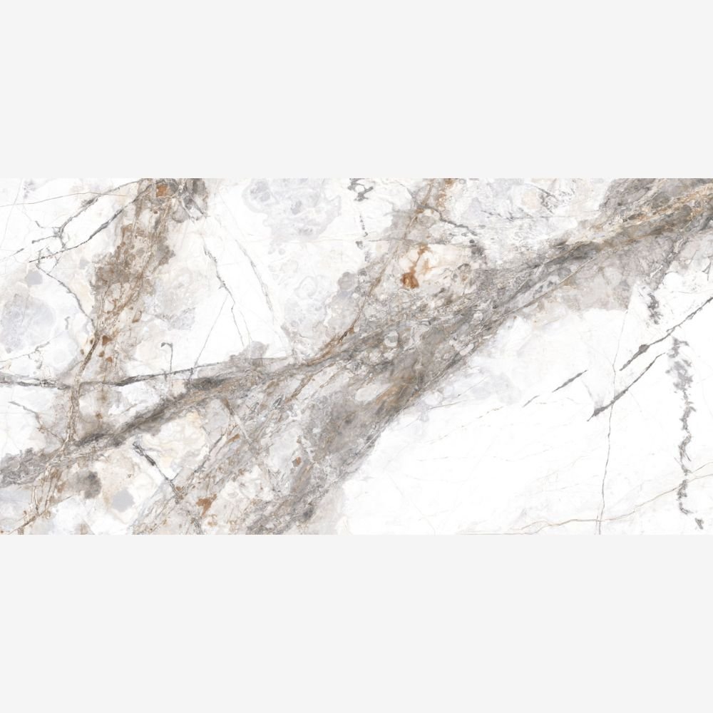 Visible Ore White Marble Effect Polished Porcelain Tile - ROCCIA Outlet